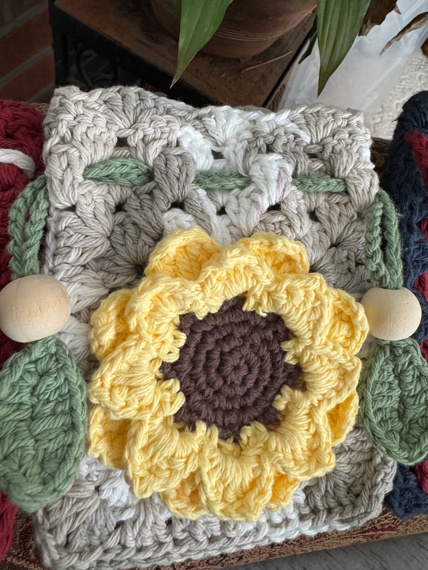 Granny Square Drawstring Trinket Pouch