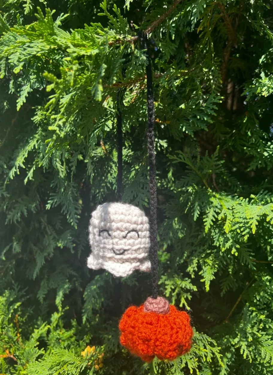 Crochet pumpkin and ghost buddy (Ready to ship)