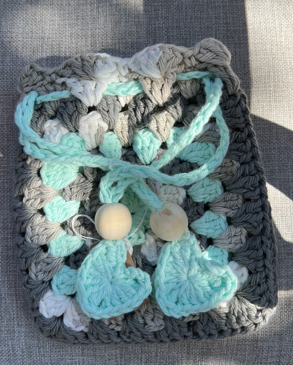 Granny Square Drawstring Trinket Pouch