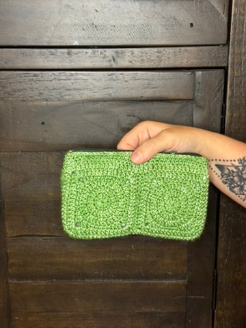 Green Crochet Pickle Clutch with Zipper