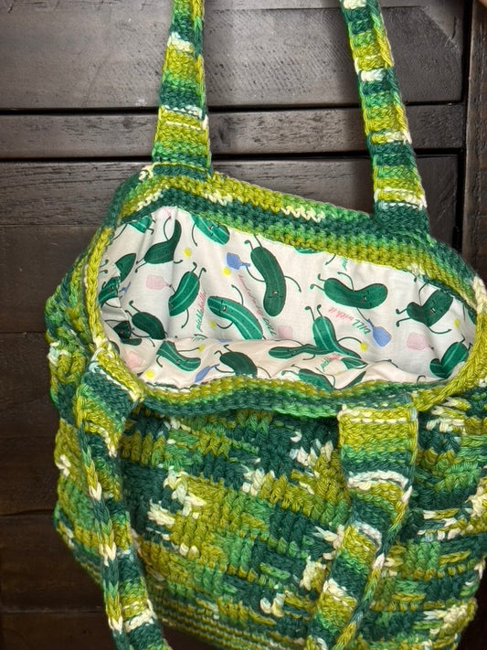 Pickle-Lined Crochet Tote