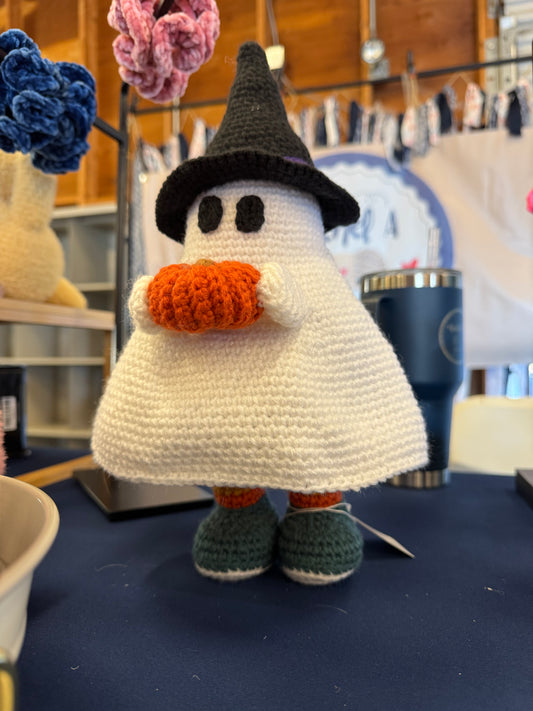 Crochet Ghost Friend with Pumpkin