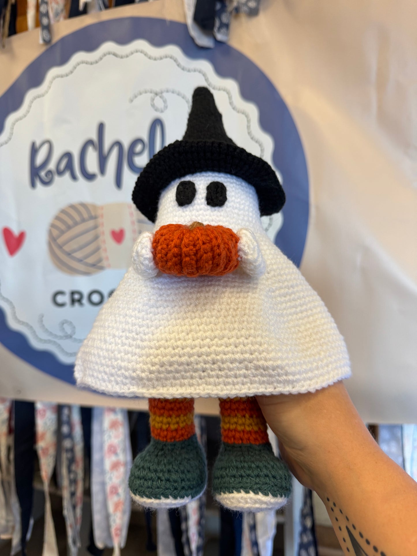 Crochet Ghost Friend with Pumpkin