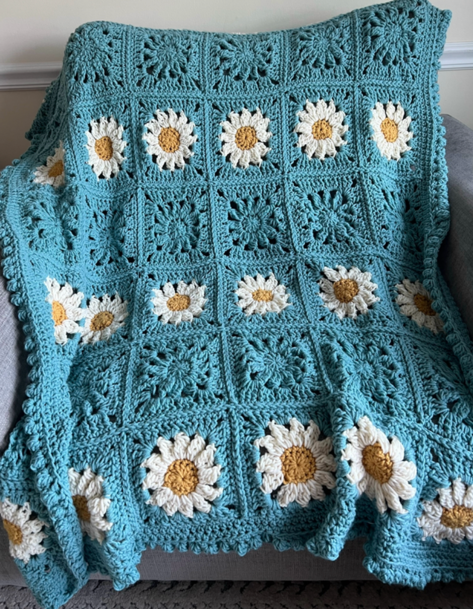 Crochet Daisy Square Blanket (Made to Order)